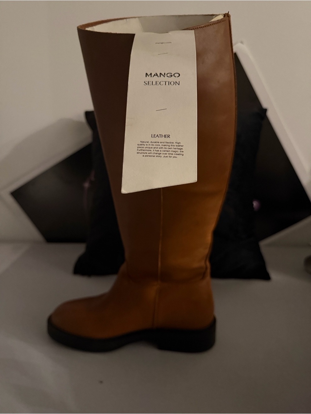 Mango Over-the-Knee Leather Boots in Brown